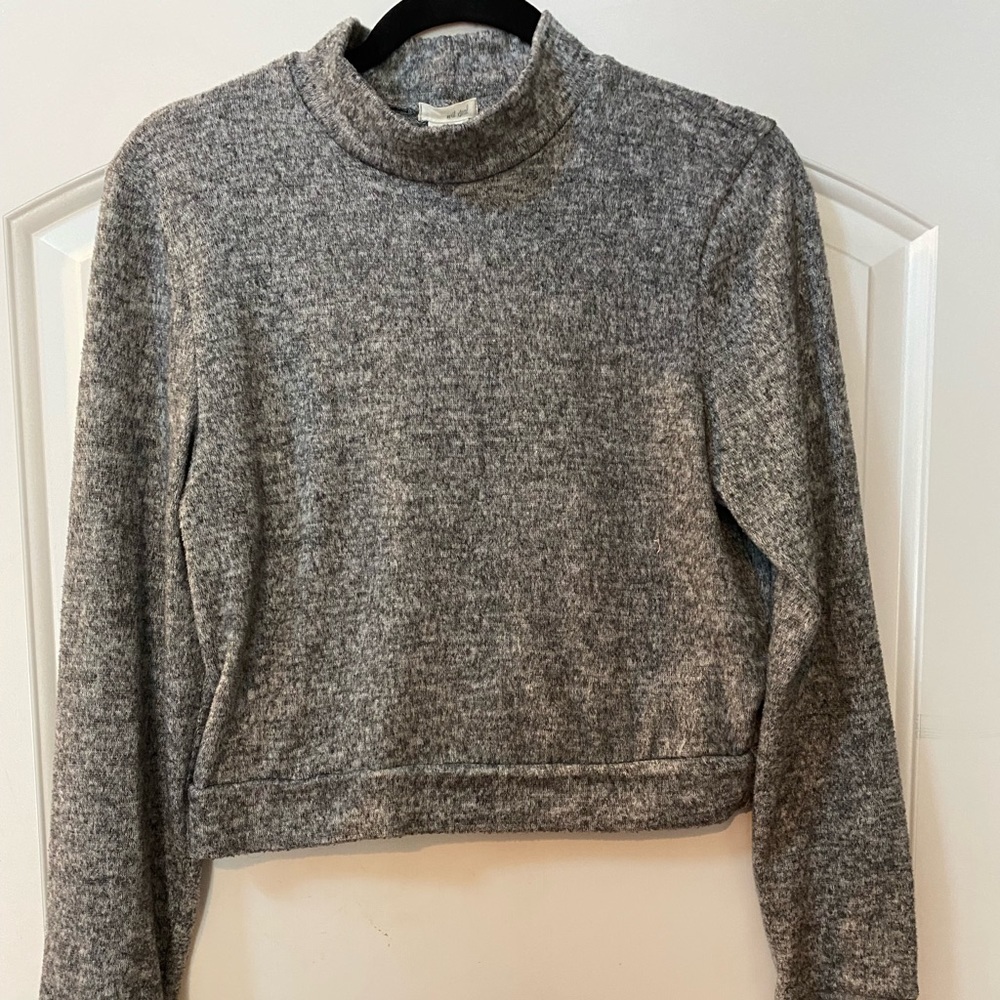 Wet Seal Grey Mock Neck Long Sleeve Shirt